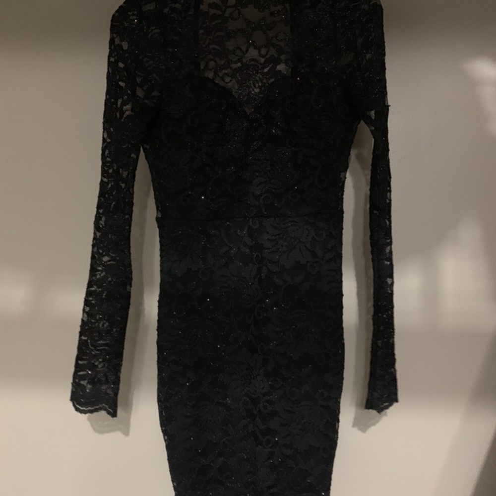 Black lace long sleeve cocktail homecoming dress